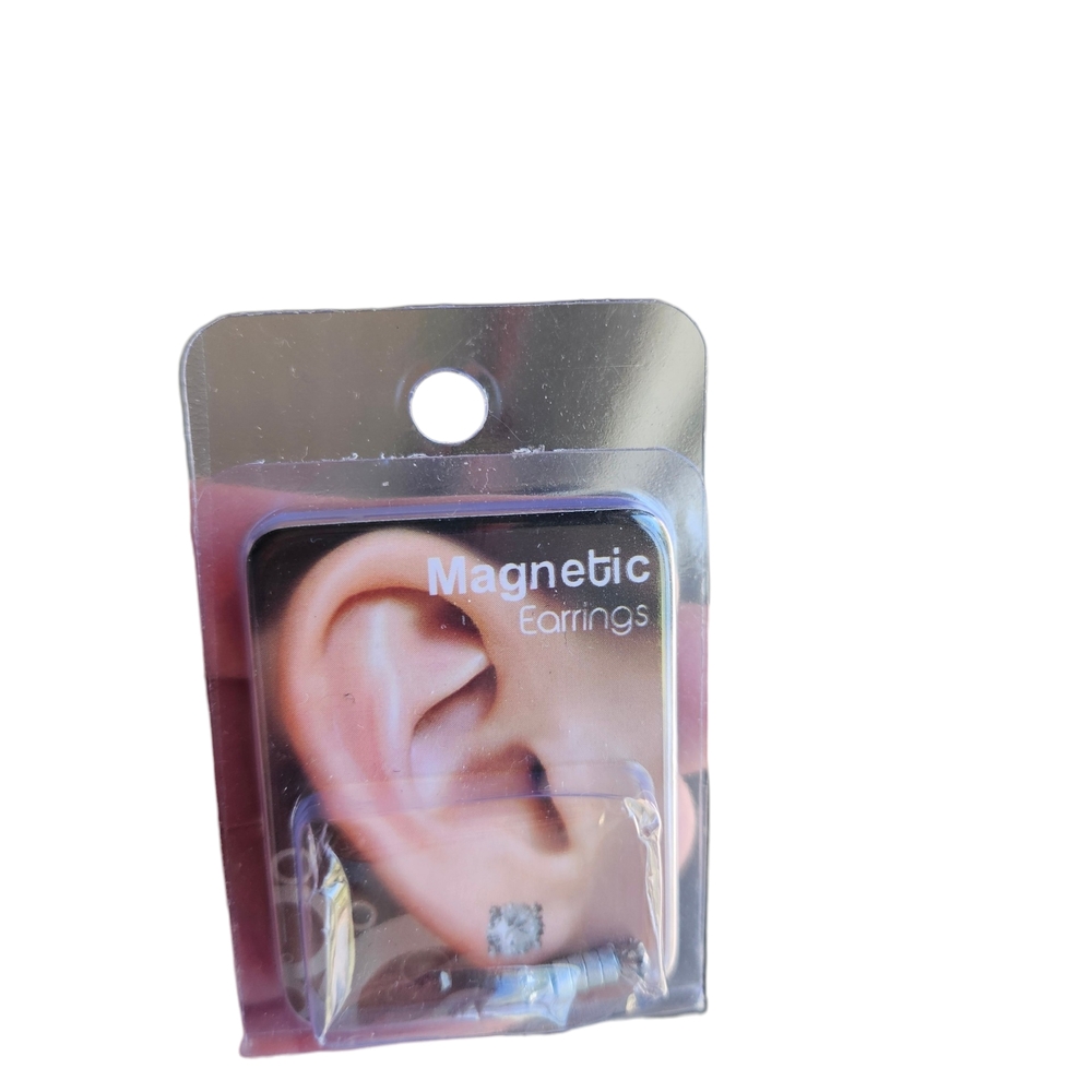 Magnetic Silver-Tone Crystal Stud Earrings - No Piercing Needed